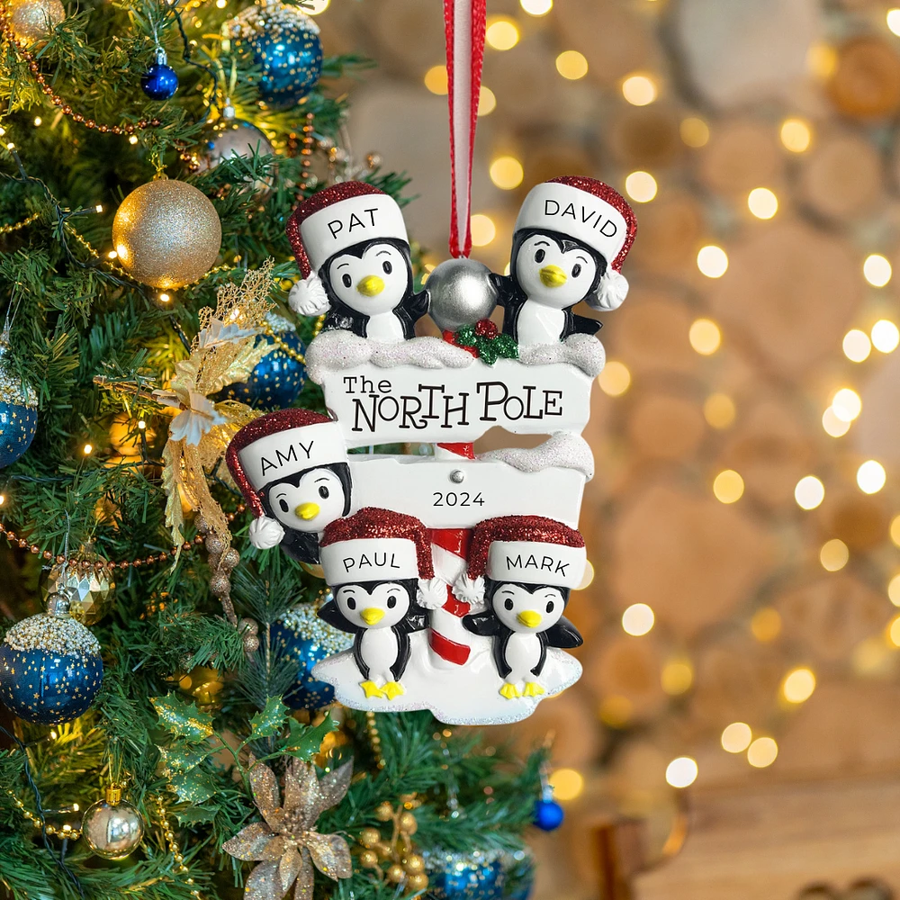 North Pole Penguin family of Ornament