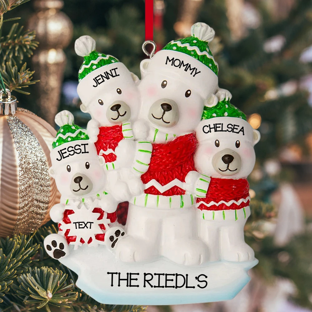 Parent with 3 Kid Ornament