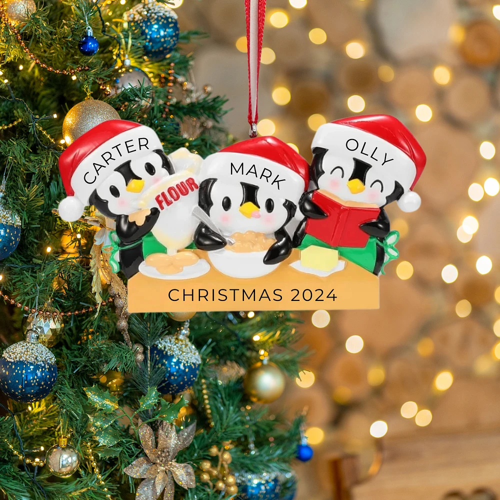 Penguin Baking Family of 3 Ornament