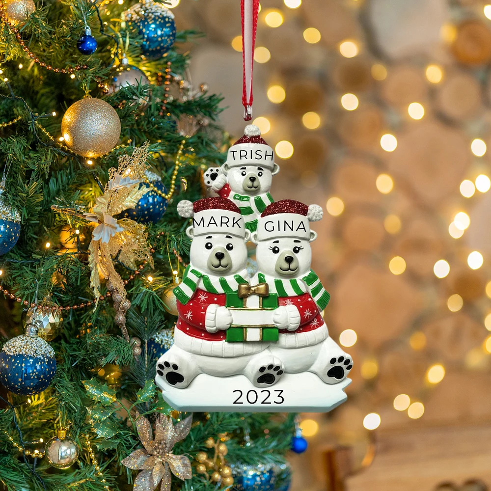 Polar Bear Family of Ornament
