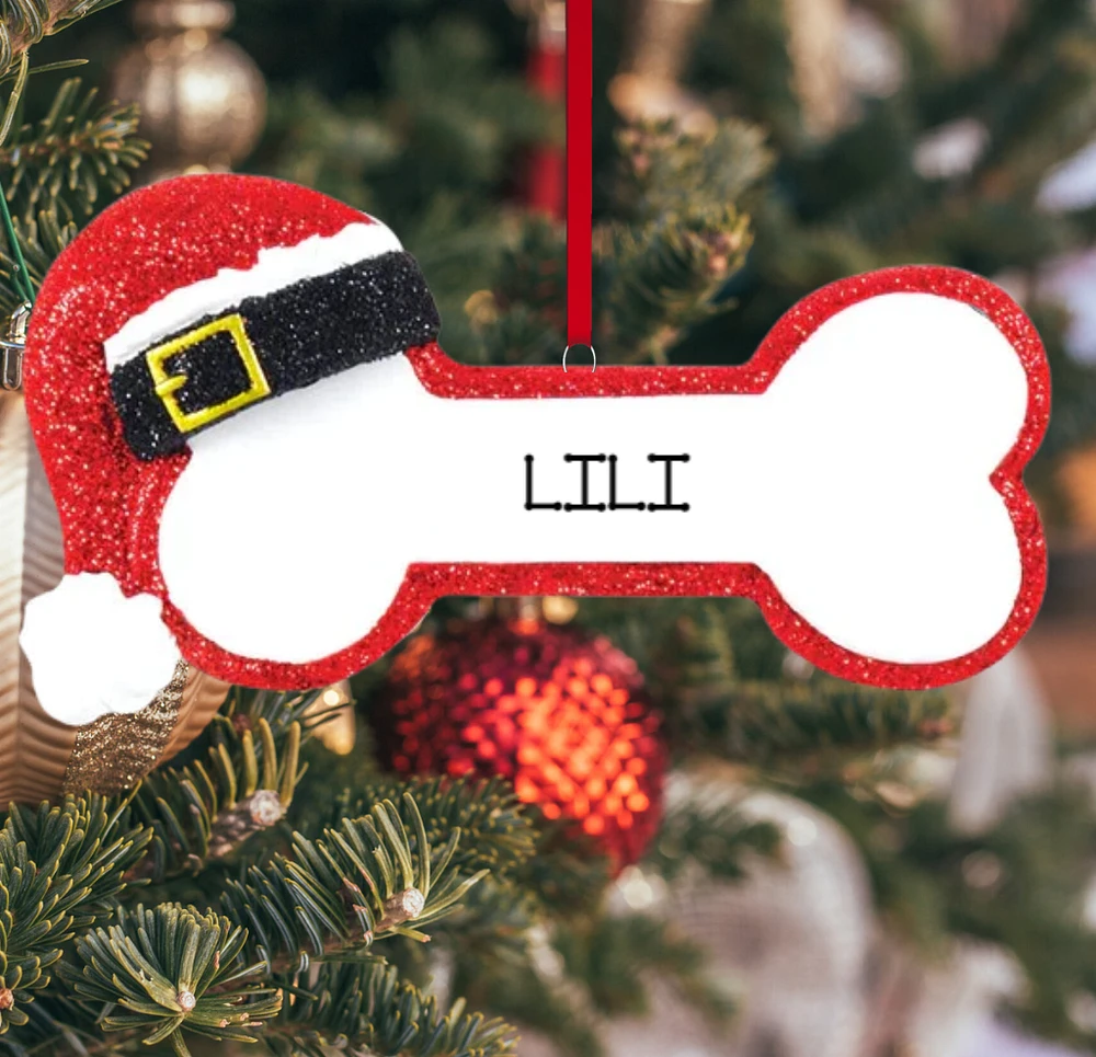 Santa Dog Bone Ornament