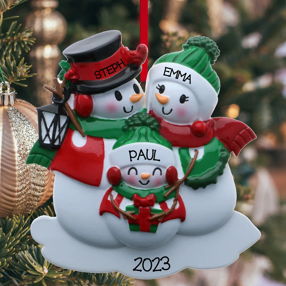 Snowman family - Family of 3 Ornament