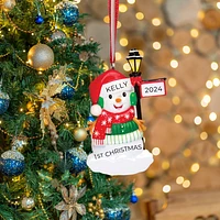 Snowman with Light Post Ornament