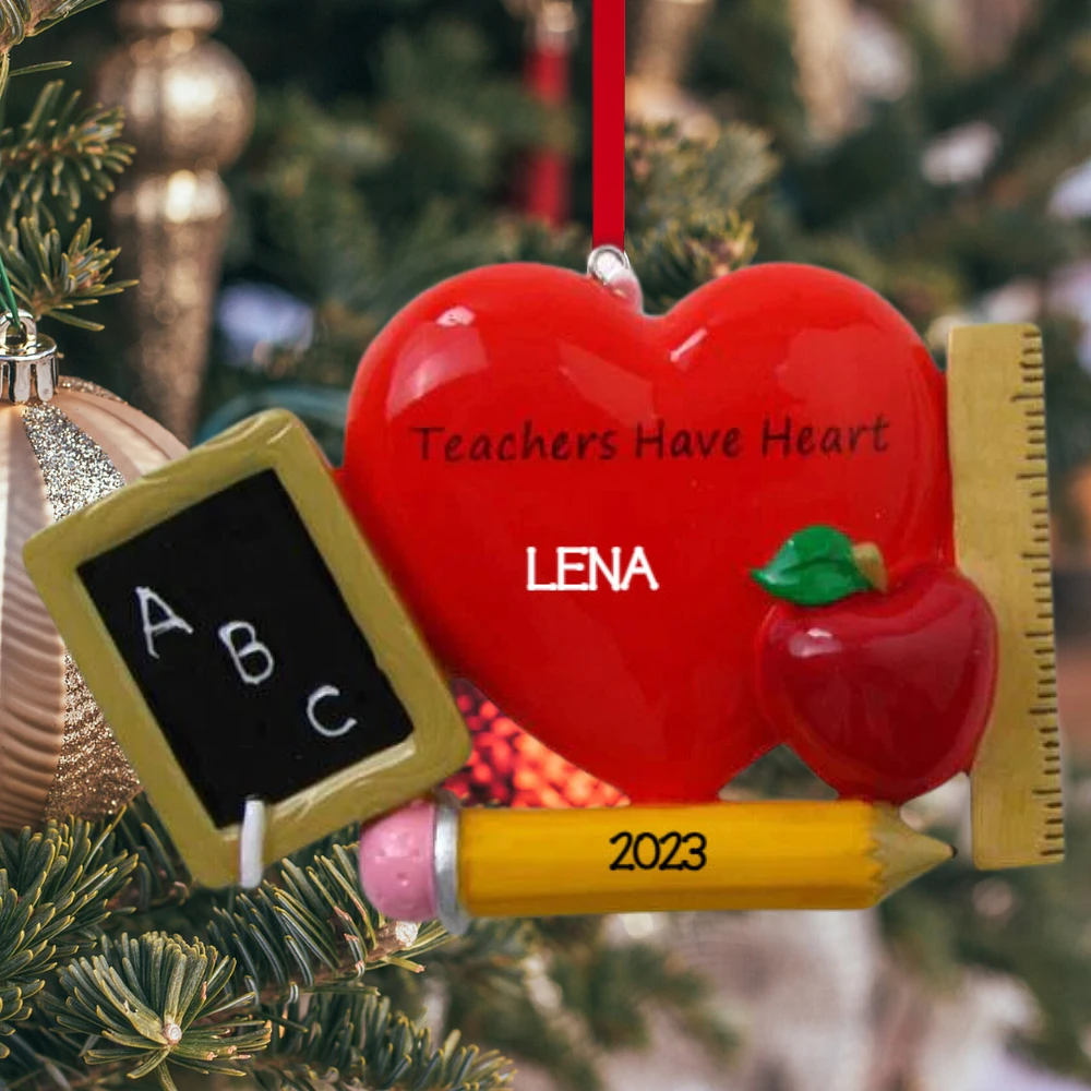 Teacher with Apple Ornament
