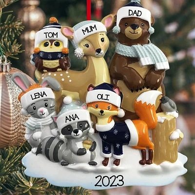 Woodland Family of 6 Ornament