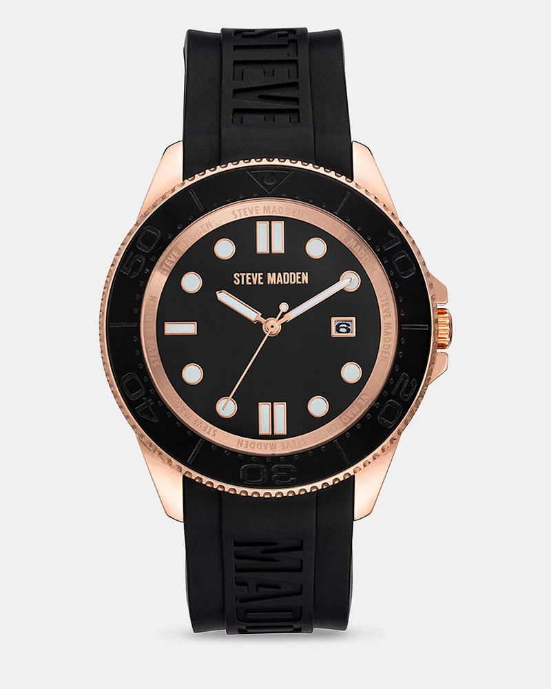 RUBBERIZED ENAMEL CASE WATCH ROSE GOLD MULTI