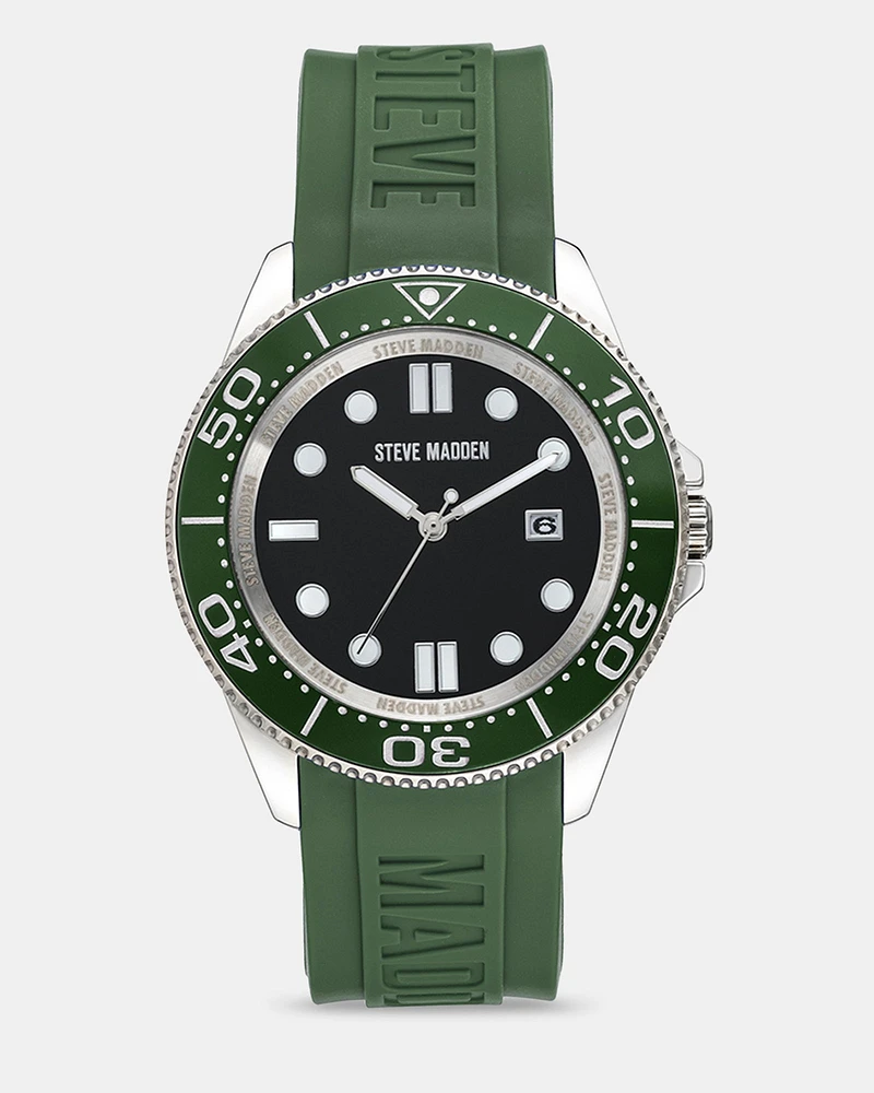 RUBBERIZED ENAMEL CASE WATCH GREEN MULTI