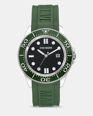 RUBBERIZED ENAMEL CASE WATCH GREEN MULTI