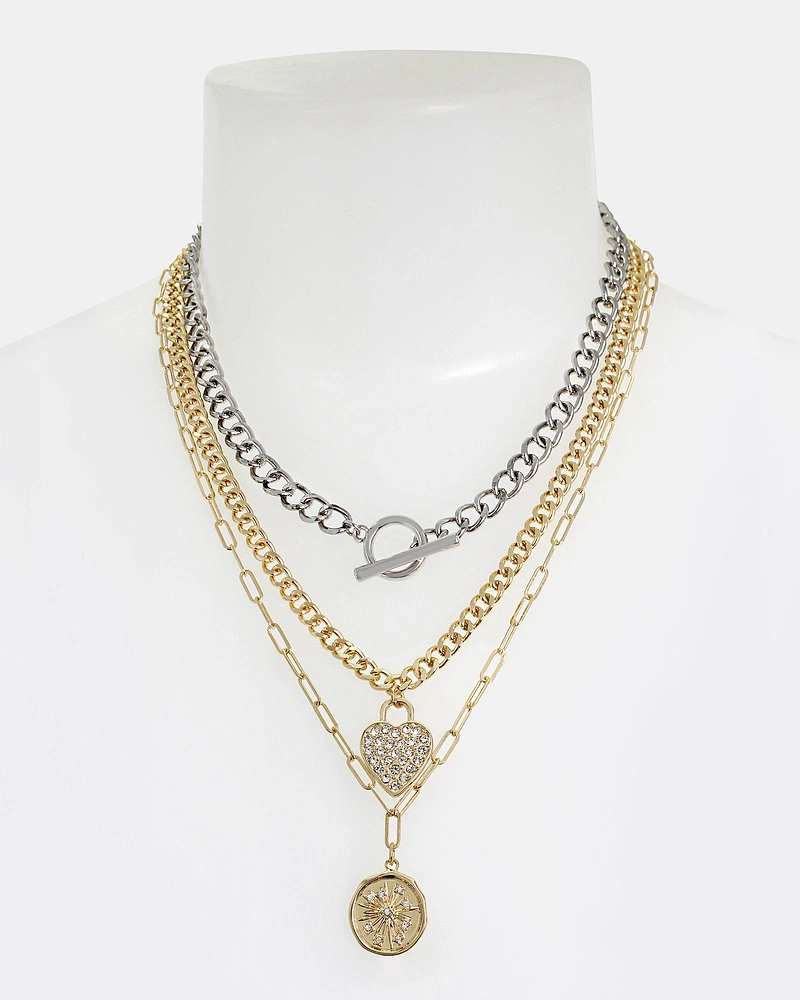 CHARM MULTI STRAND NECKLACE GOLD MULTI