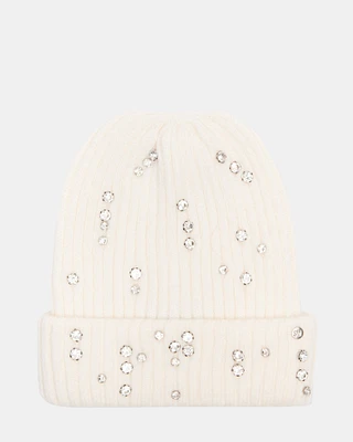 RHINESTONE RIB BEANIE NATURAL