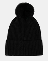 RHINESTONE RIB POM BEANIE BLACK