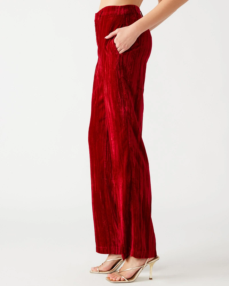 MERCER CRUSHED VELVET PANT RED