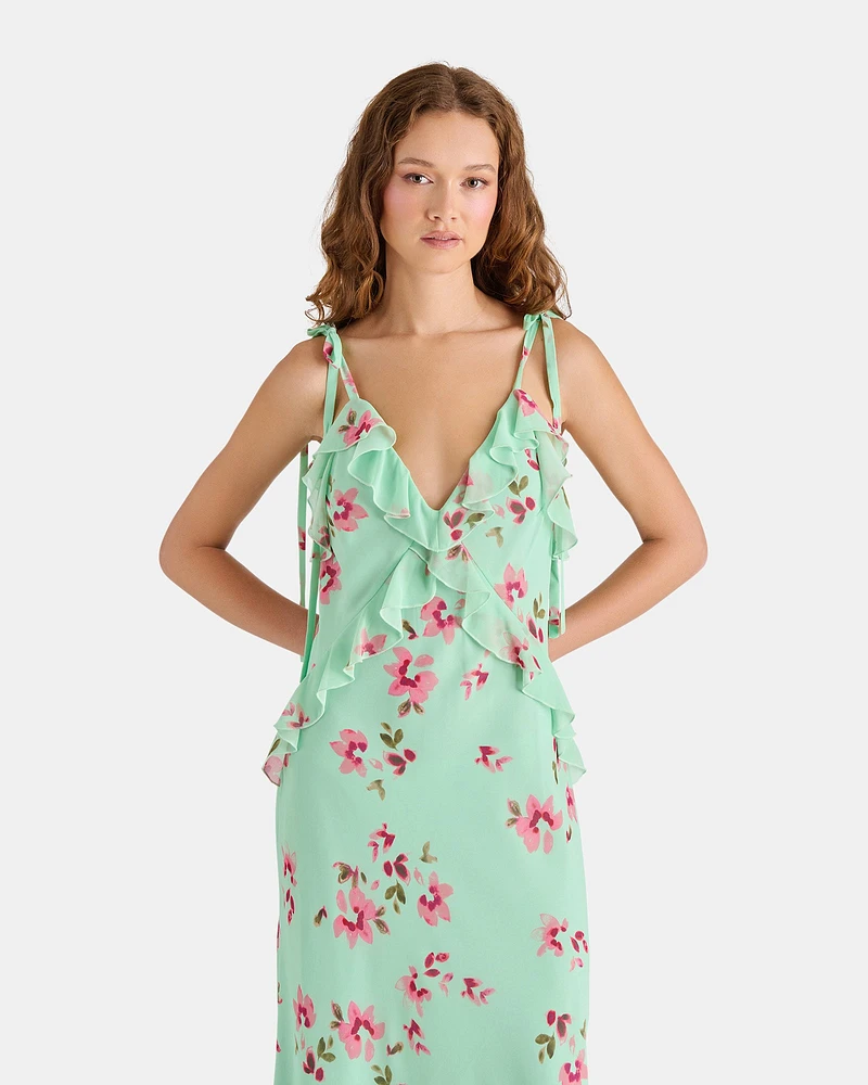 ADALINA DRESS MINT FLORAL GREEN