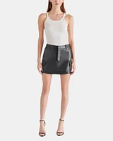 VEGAN LEATHER UTILITY MINI SKIRT BLACK