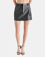 VEGAN LEATHER UTILITY MINI SKIRT BLACK
