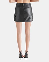 VEGAN LEATHER UTILITY MINI SKIRT BLACK