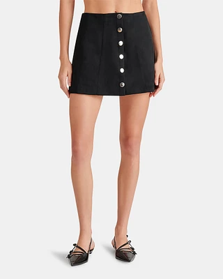 VEGAN SUEDE SEAMED SKIRT BLACK