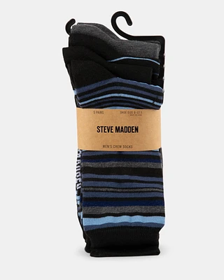 5 PK ALEX MEN'S STRIPE CREW SOCKS BLUE MULTI
