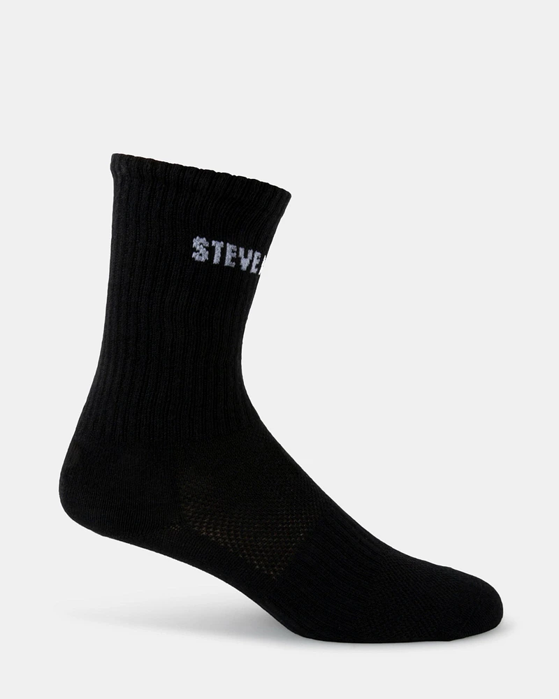 4PK WOMEN'S BLACK LOGO CREW SOCKS