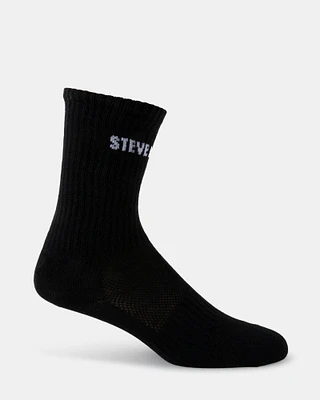 4PK WOMEN'S BLACK LOGO CREW SOCKS