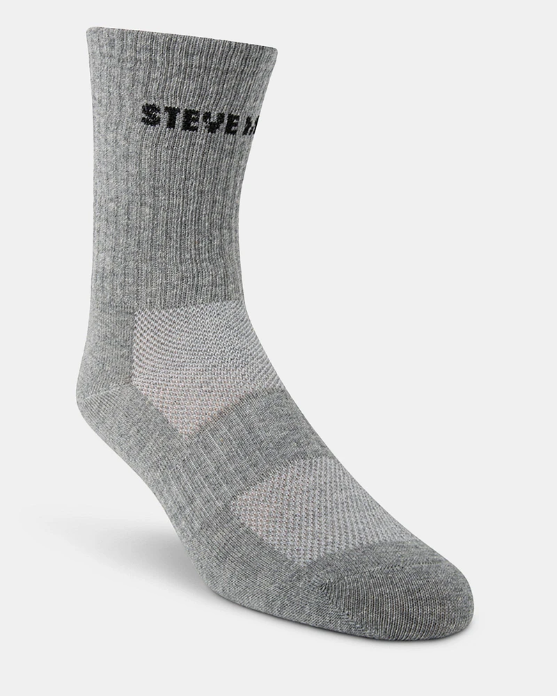 4PK WOMEN'S GREY MULTI LOGO CREW SOCKS