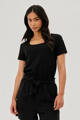 Runaway Bay Square Neck Tee - Black