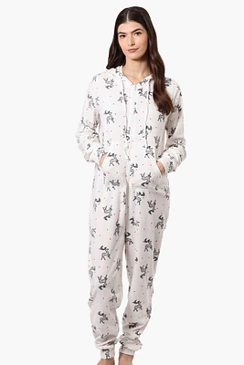 Cuddly Canuckies Hooded Reindeer Pattern Onesie - White