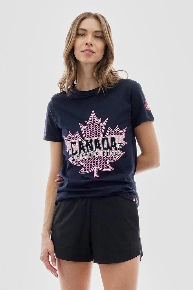 Canada Weather Gear Leaf Logo Print Tee - Navy