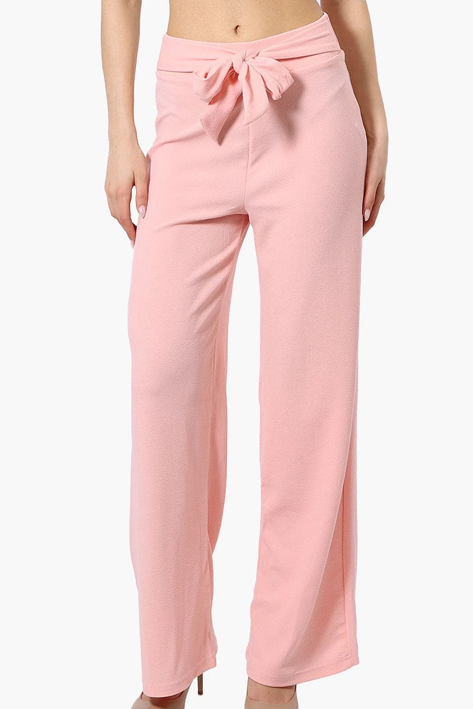 Majora Solid Belted Pants - Pink