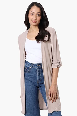 International INC Company Roll Up Sleeve Open Duster Cardigan