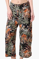 Beechers Brook Leaf Pattern Fold Over Cropped Pants - Black