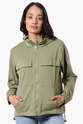 Canada Weather Gear Hooded 4 Pocket Zip Up Lightweight Jacket - Olive