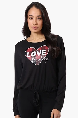 Cuddly Canuckies Love To Sleep Print Pajama Top