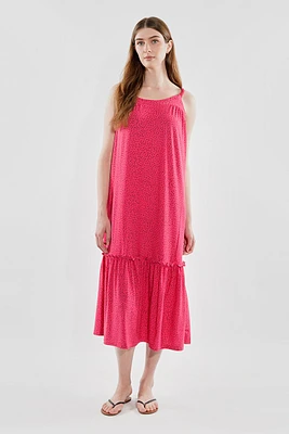 Beechers Brook Patterned Tiered Midi Dress - Pink