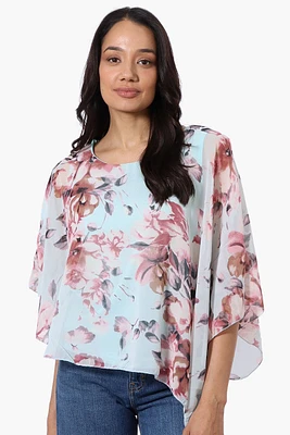 Limite Floral Cold Shoulder Poncho Blouse