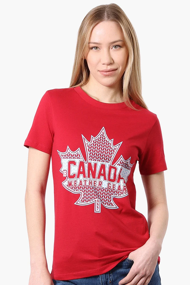 Canada Weather Gear Leaf Logo Print Tee - Red