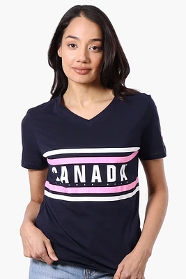 Canada Weather Gear Striped Chest Logo Print Tee