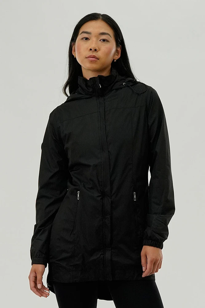Canada Weather Gear Long Hooded Lightweight Jacket - Black