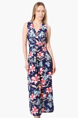 International INC Company Floral Crossover Back Tie Maxi Dress