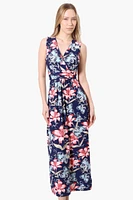 International INC Company Floral Crossover Back Tie Maxi Dress