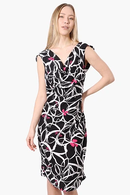 International INC Company Floral Cowl Neck Cocktail Dress - Black
