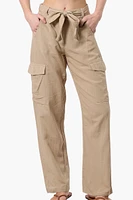 Helium Belted Linen Cargo Pants