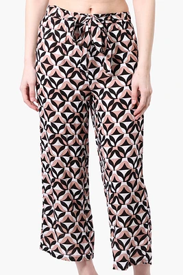 Beechers Brook Patterned Tie Waist Cropped Pants - White