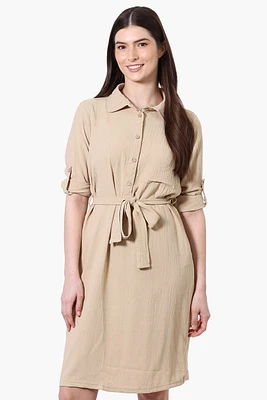 Stylexchange Vintage Belted Roll Up Sleeve Day Dress