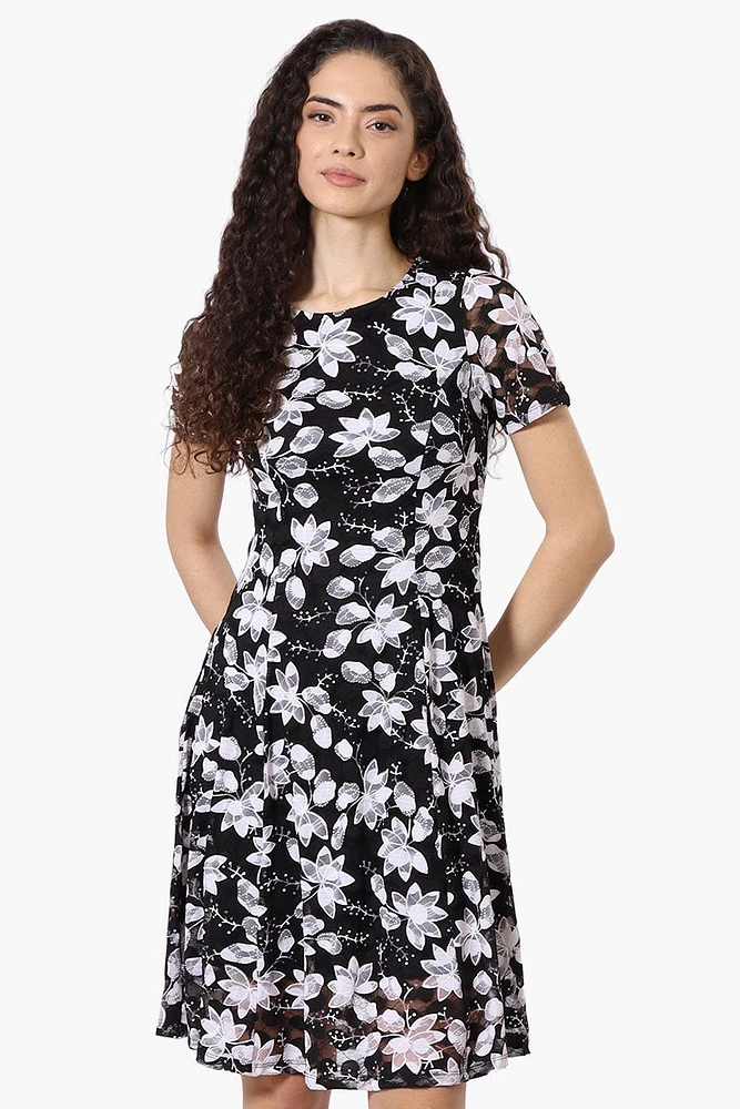 Limite Floral A-Line Mesh Day Dress