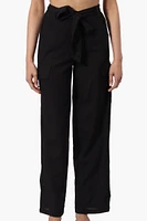 Helium Belted Linen Cargo Pants - Black