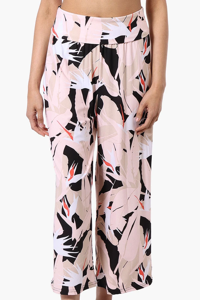 Beechers Brook Floral Fold Over Cropped Pants - Pink