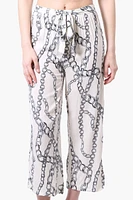 Beechers Brook Chain Pattern Tie Waist Cropped Pants - Cream