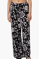 International INC Company Floral Tie Waist Palazzo Pants - Black