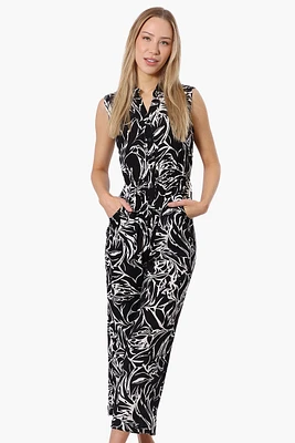 International INC Company Floral Button Up Jumpsuit - Black